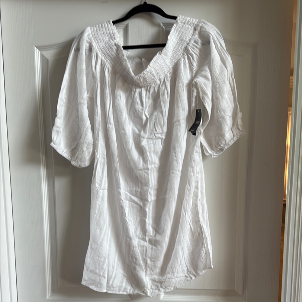 Ralph Lauren White Puff Sleeve Swim Coverup